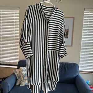 Zara Basics Oversized striped shirt dress